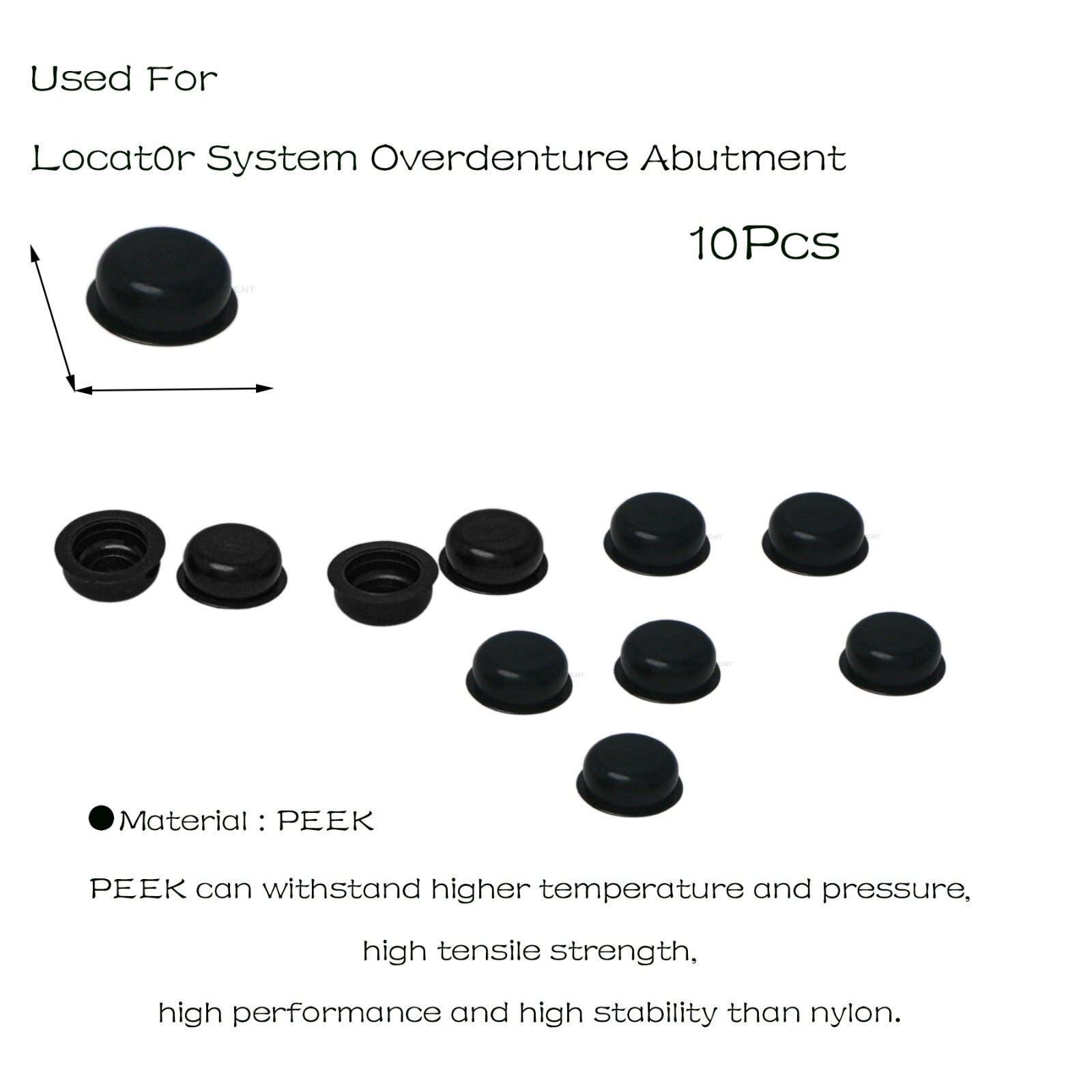 US Dental Locator Processing Retention Replacement Inserts Caps Black