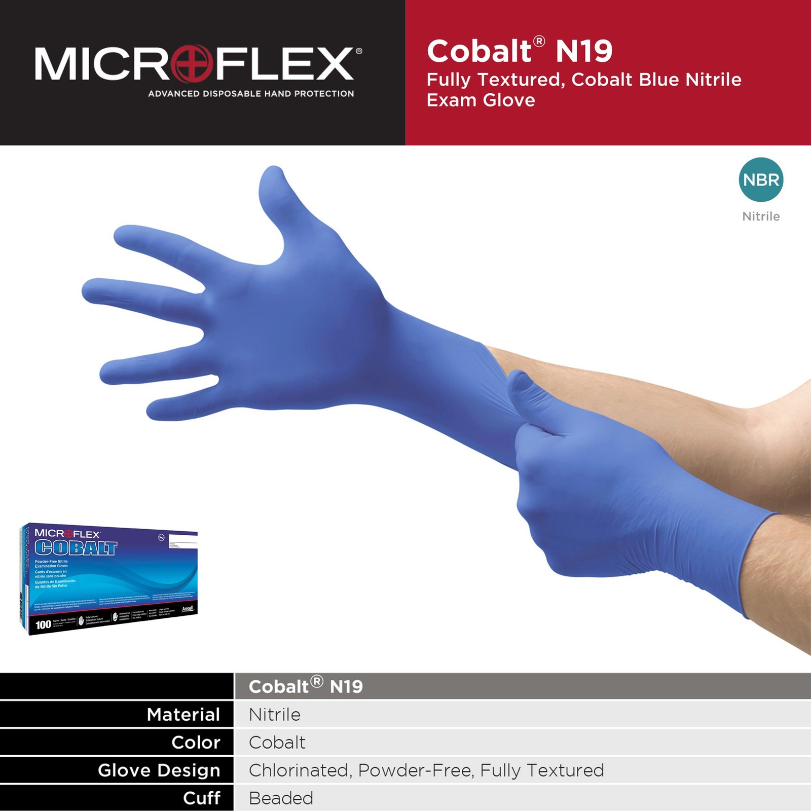 MICROFLEX Cobalt Nitrile Exam Glove Standard Cuff Length X-LARGE 100 per Box