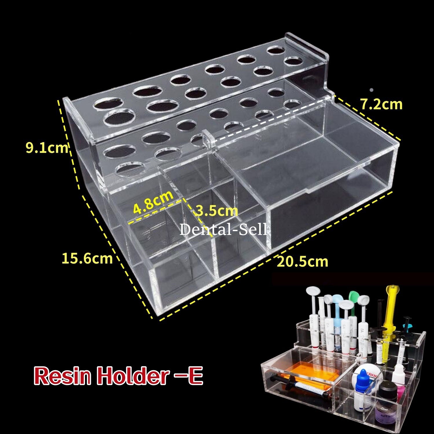 Dental Syringe Organizer Multi-Function Acrylic Resin Holder Applicator Box USA