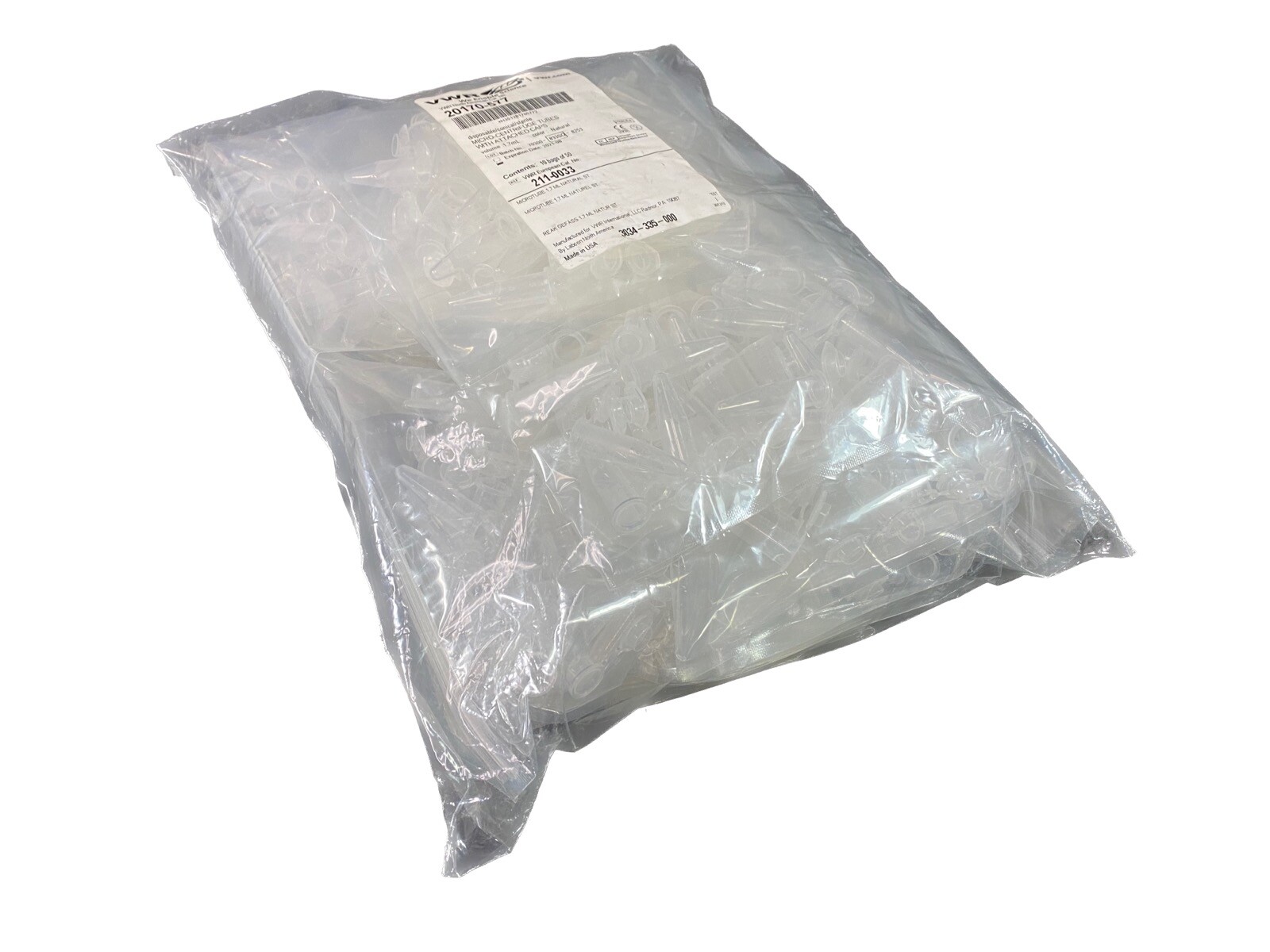 VWR Polypropylene 1.7mL Microcentrifuge Tubes w/ Attached Caps 20170-577(500/pk)