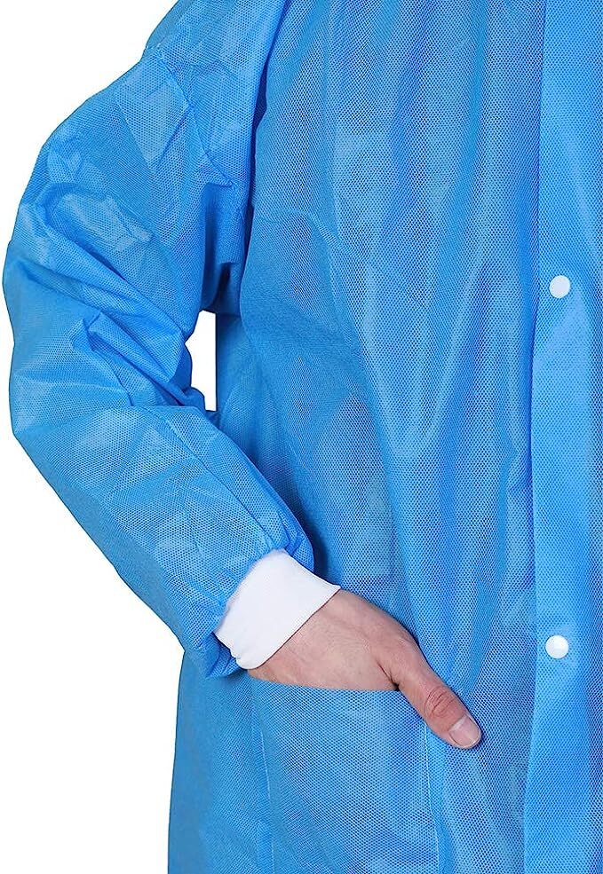 2 Pocket SMS 45 GSM Lab Coat Disposable Unisex Adult M/L High Quality 20 Pcs