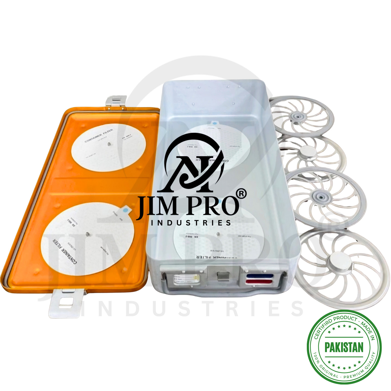 Aluminium Sterilization Container, Bottom & Lid Perforated with 4 filter holders