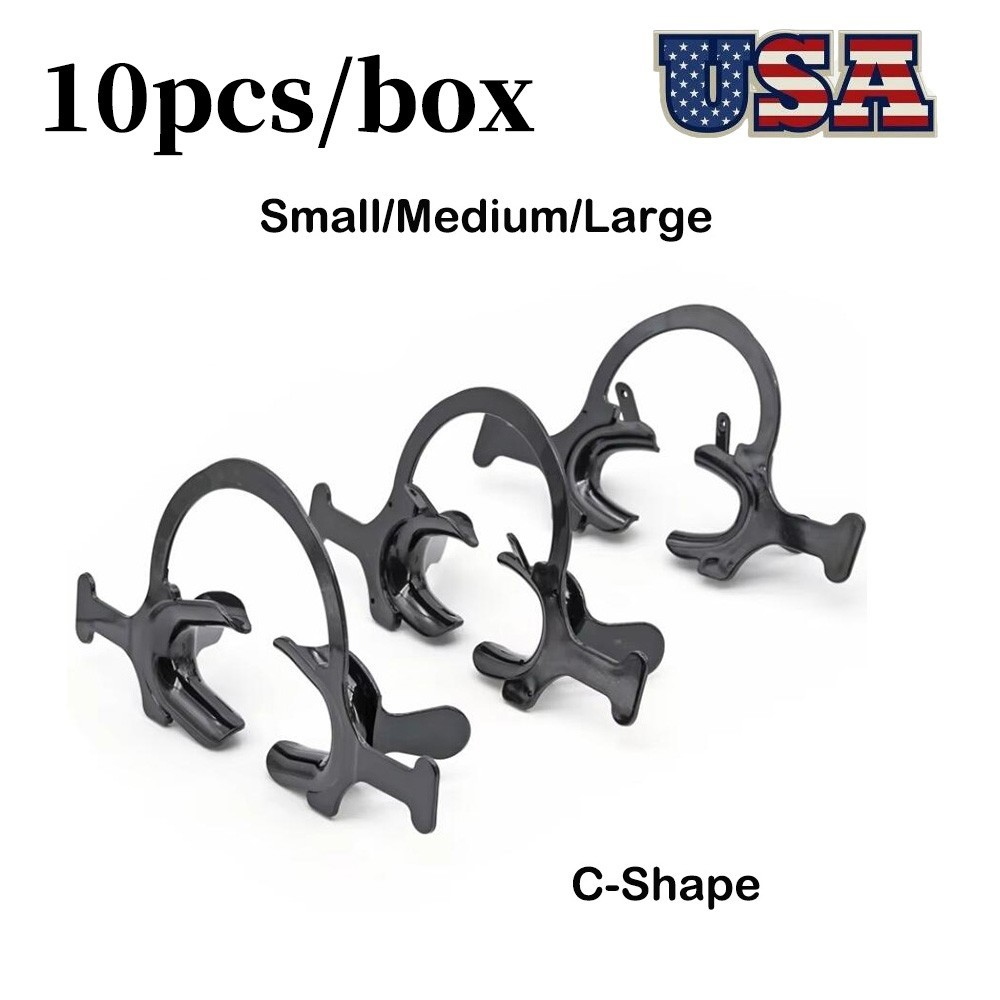 10Pcs Dental C-Shape Mouth Opener Intraoral Lip Cheek Retractor with Handle Wing