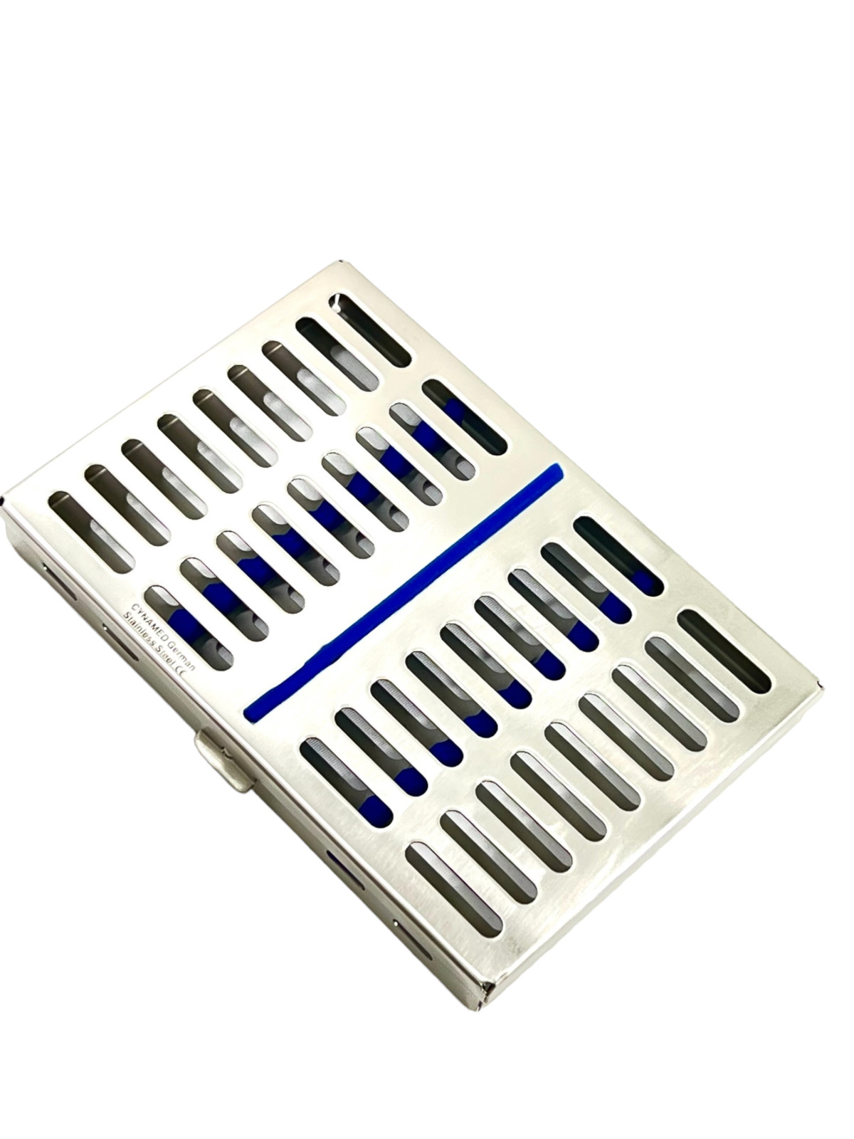 Blue Silicone Inserted Sterilization Cassette Box for 10 Instruments – Stainless