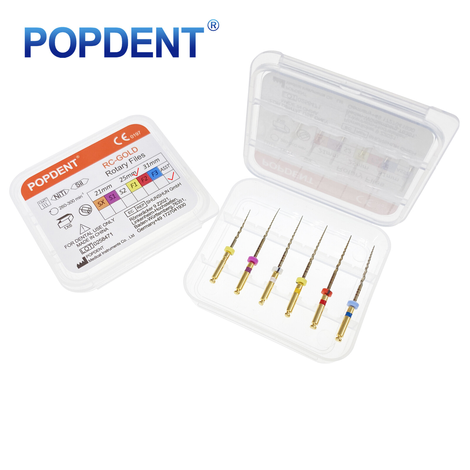 POPDENT Dental Endo Rotary Files X-Pro Gold Taper NITI Root Canal Files 6Pcs