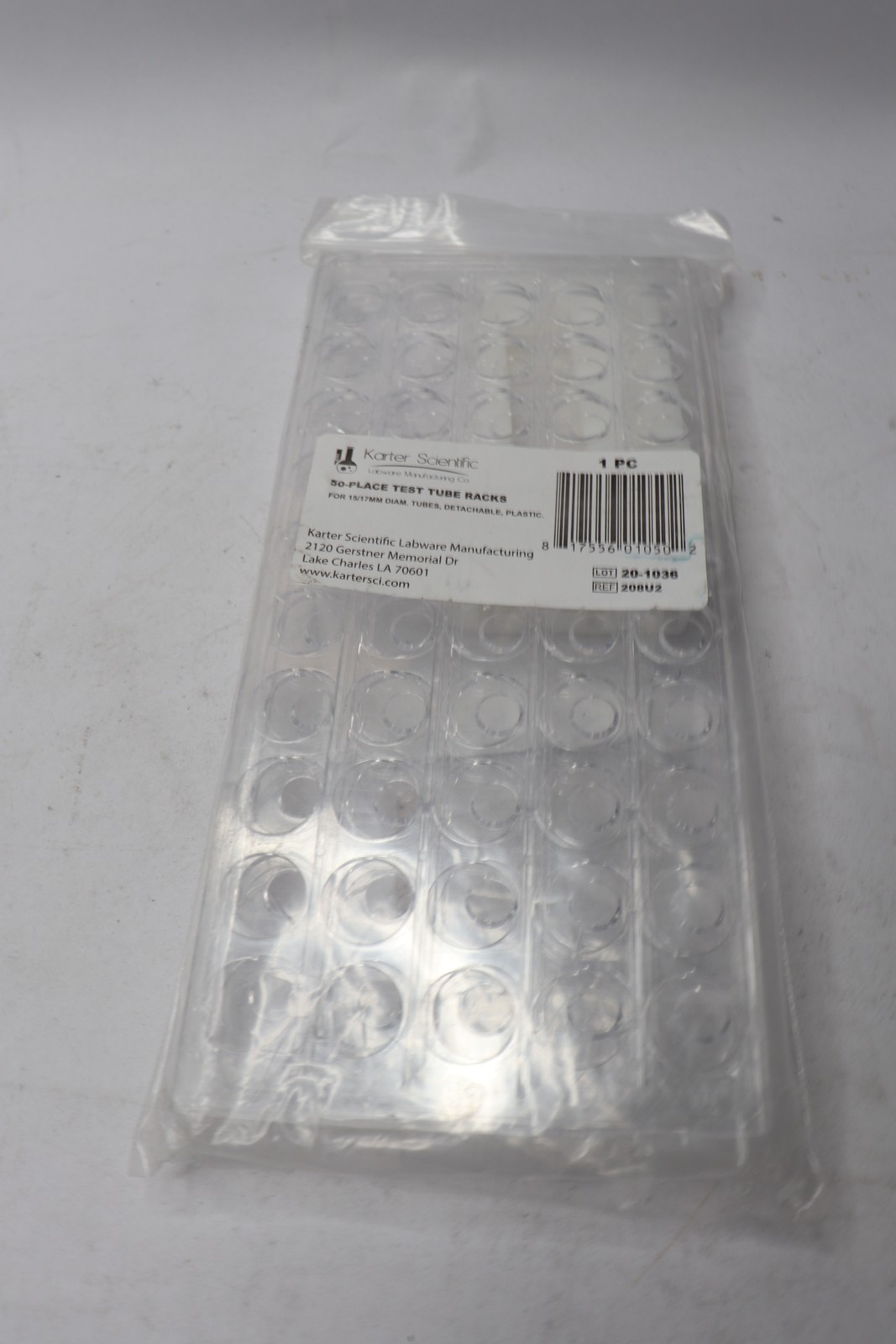 Karter Scientific Test Tube Rack Plastic for 15/18 MM 208U2