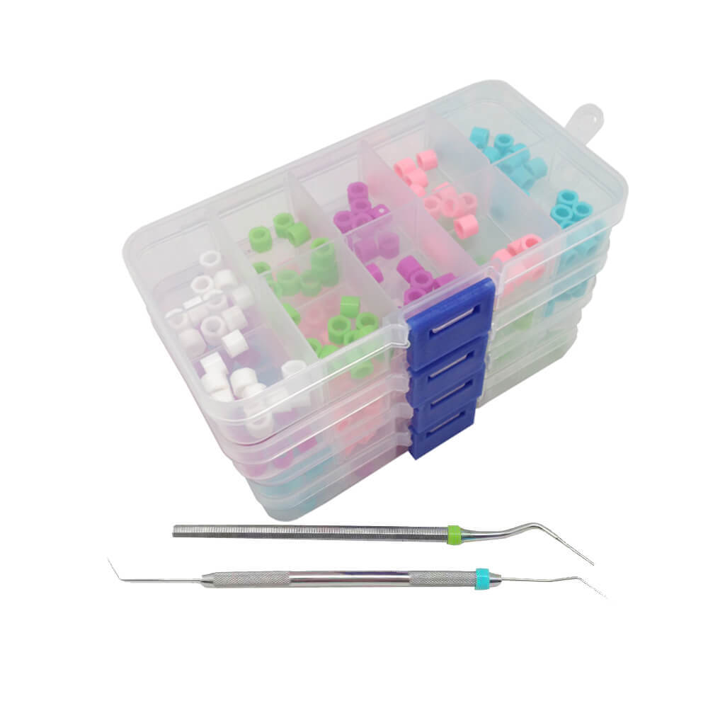 1 Box 100Pcs Dental Instrument Code Ring Plain Small Size Mixed Color