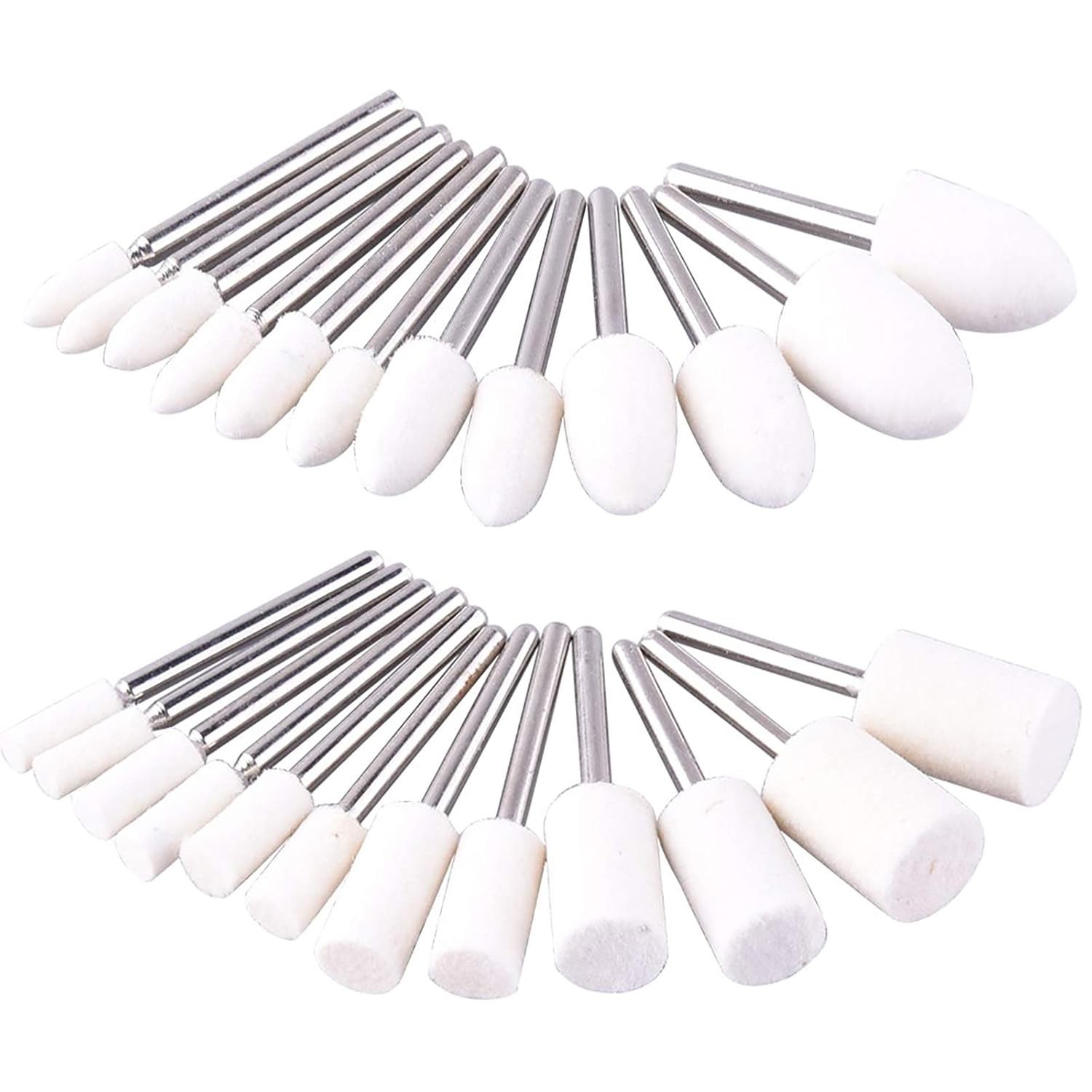 Wool Felt Polishing Mandrels Set 24 Pieces 2 Shaped 6 Sizes Mandrel Felt Tools
