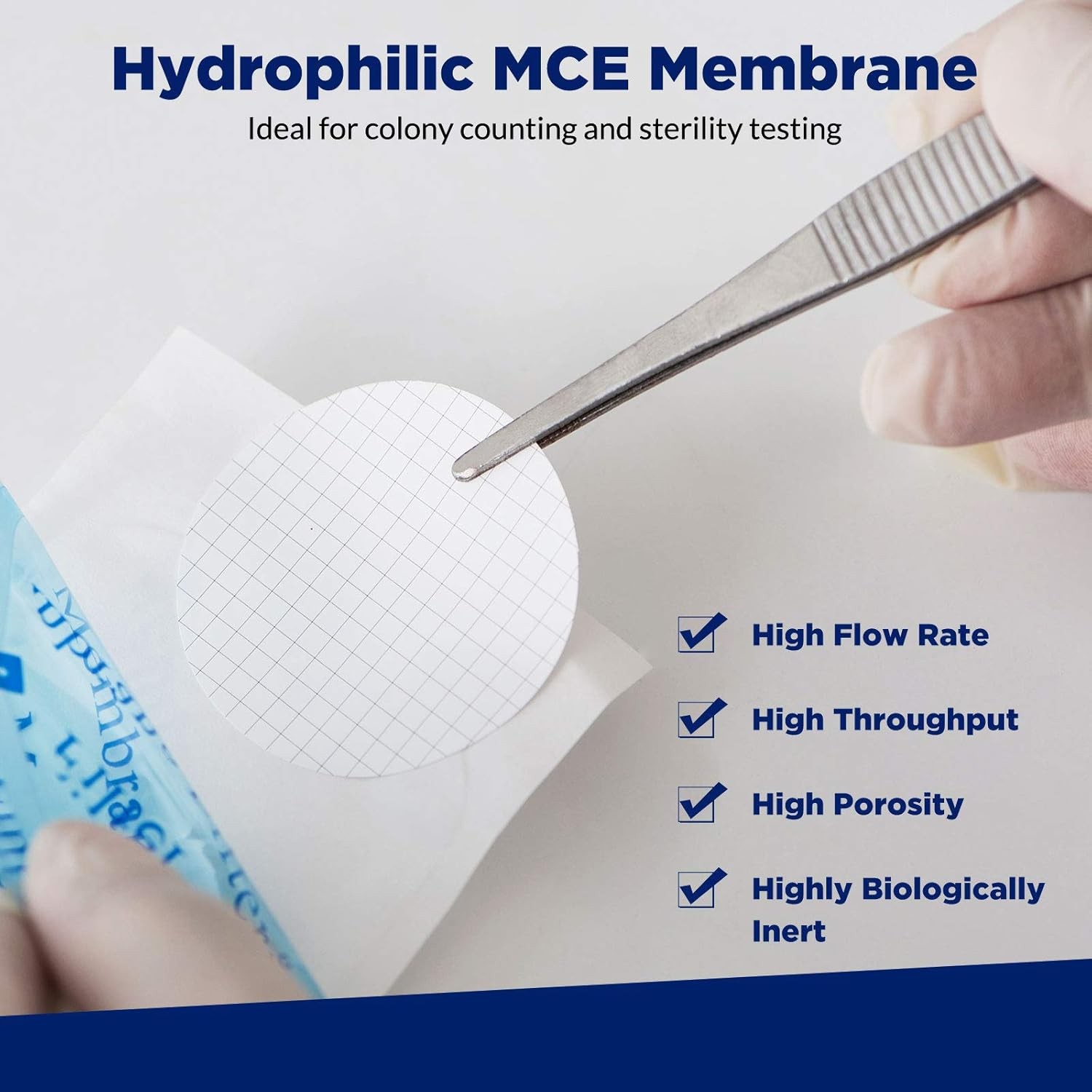 MCE Gridded Membrane Filter 47mm 0.45um Mixed Cellulose Ester, Sterile Pack