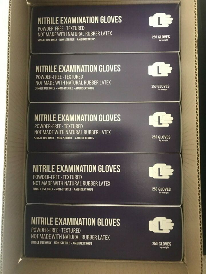 250 / 2500 Case – Blue Nitrile Exam Gloves Size Large Chemo Rated 3 Mil Medical