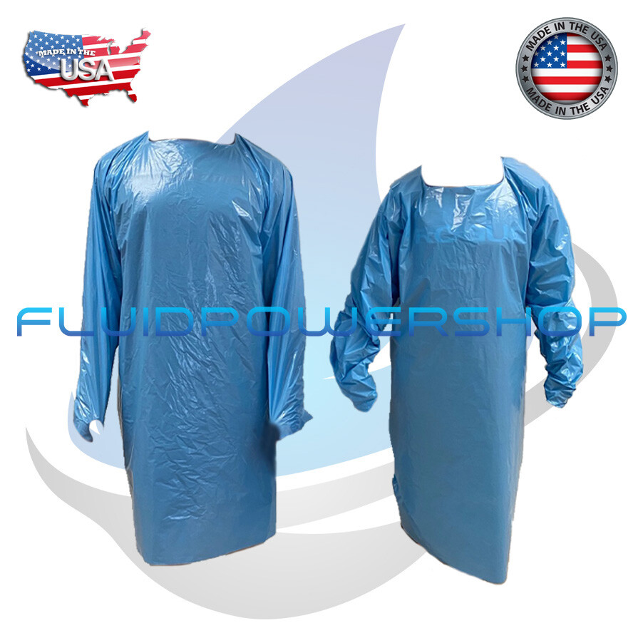 MADE IN USA $3 EA – 15 PCS POLYETHYLENE LATEX FREE DISPOSABLE ISOLATION GOWN