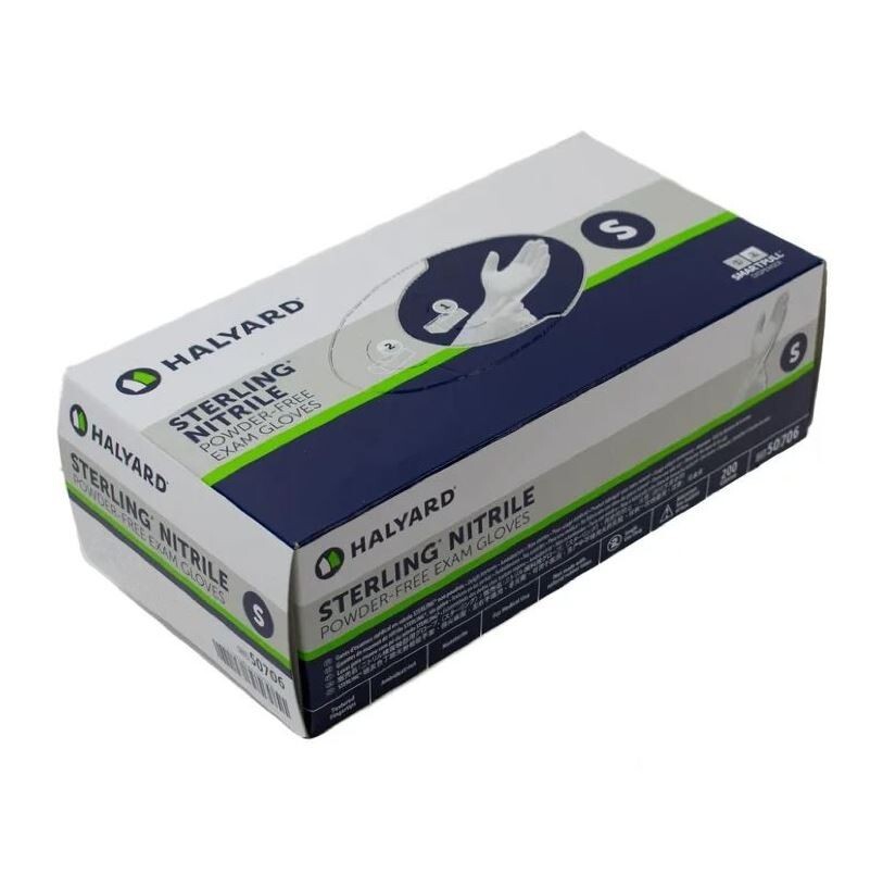 *600-Pieces* Halyard Sterling Nitrile Powder-Free Examination Gloves Small 50706