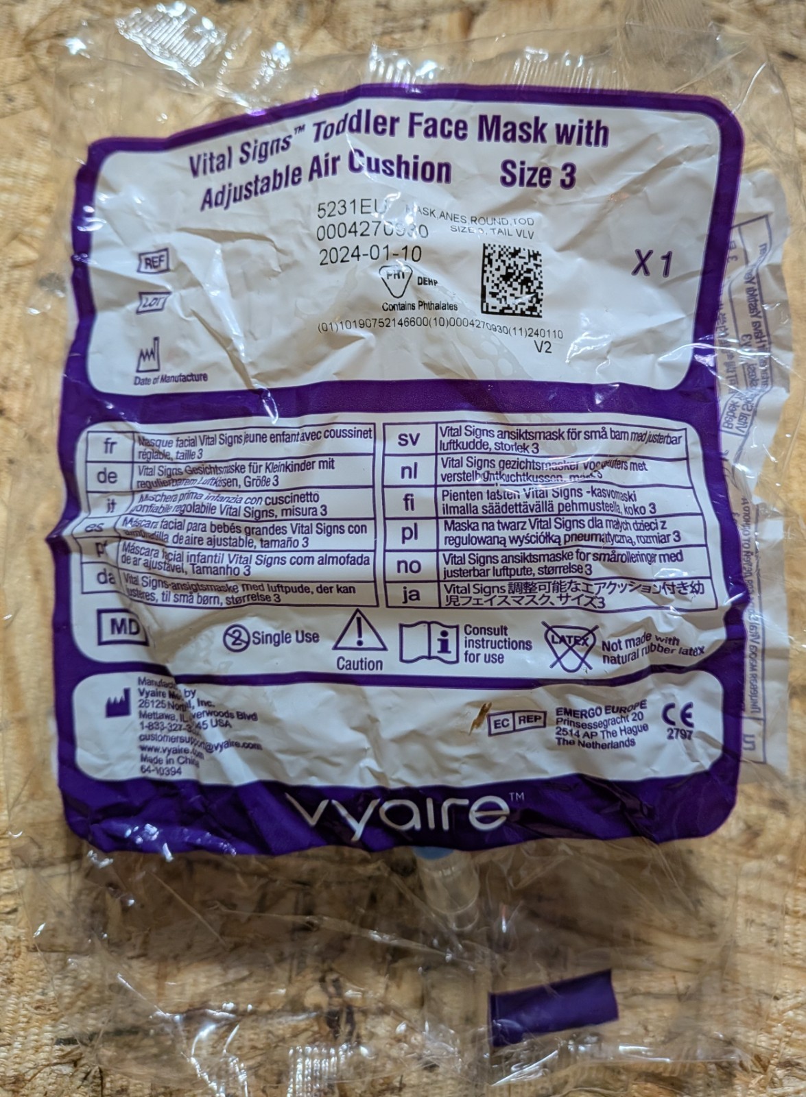 Lot of 5 5231EU Vyaire Vital Signs Toddler Size-3 Face Mask