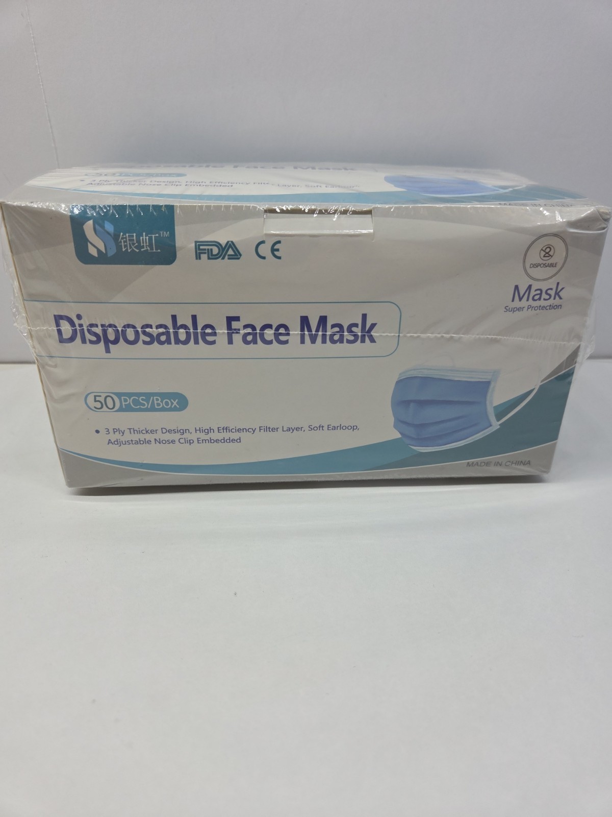 50 Pcs Face Mask Non Medical Disposable 3ply Earloop Face Mask