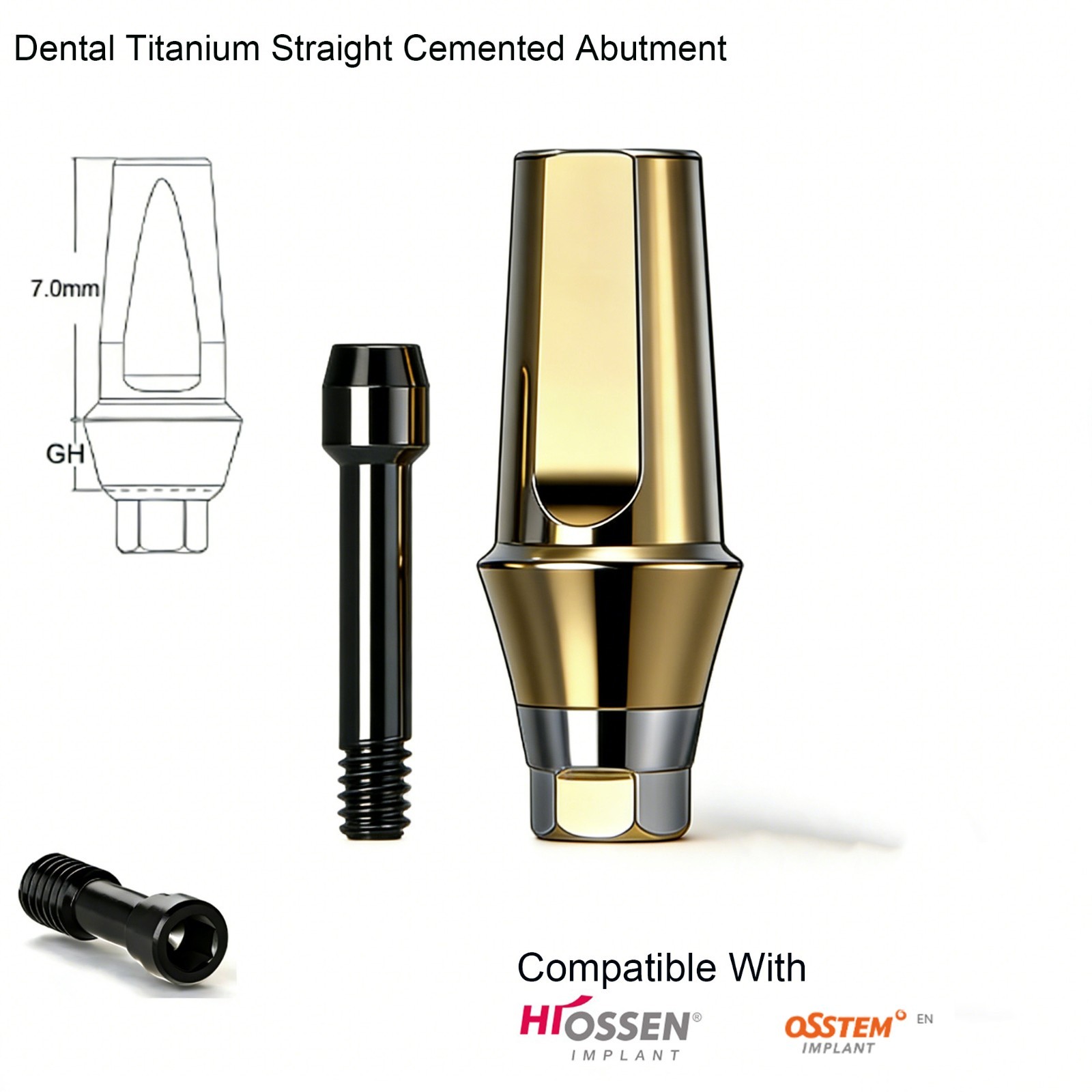 US Dental titanium abutment Compatible Hiossen ET SA Hex Mini/Regular Implants