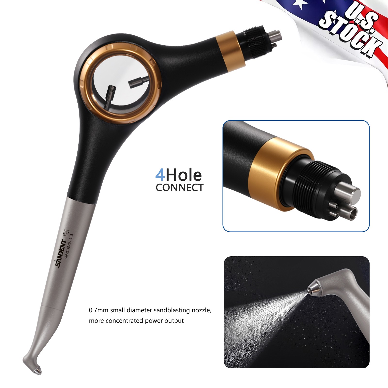 SANDENT Dental Air Flow Prophy Air Polisher Supra Handpiece 4 Holes