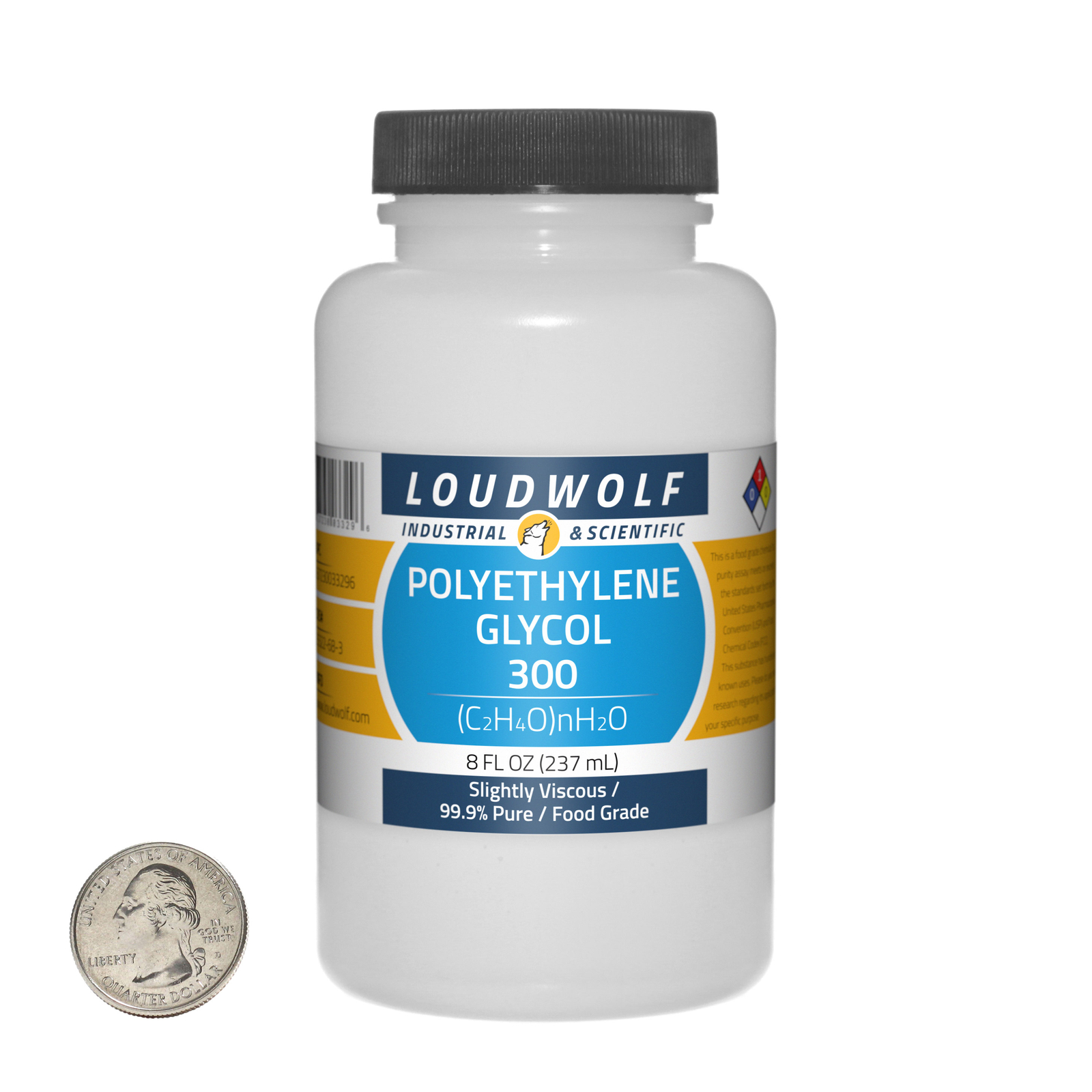 Polyethylene Glycol 300 / 8 Fl Oz Bottle / 99.9% Food Grade / Slightly Viscous