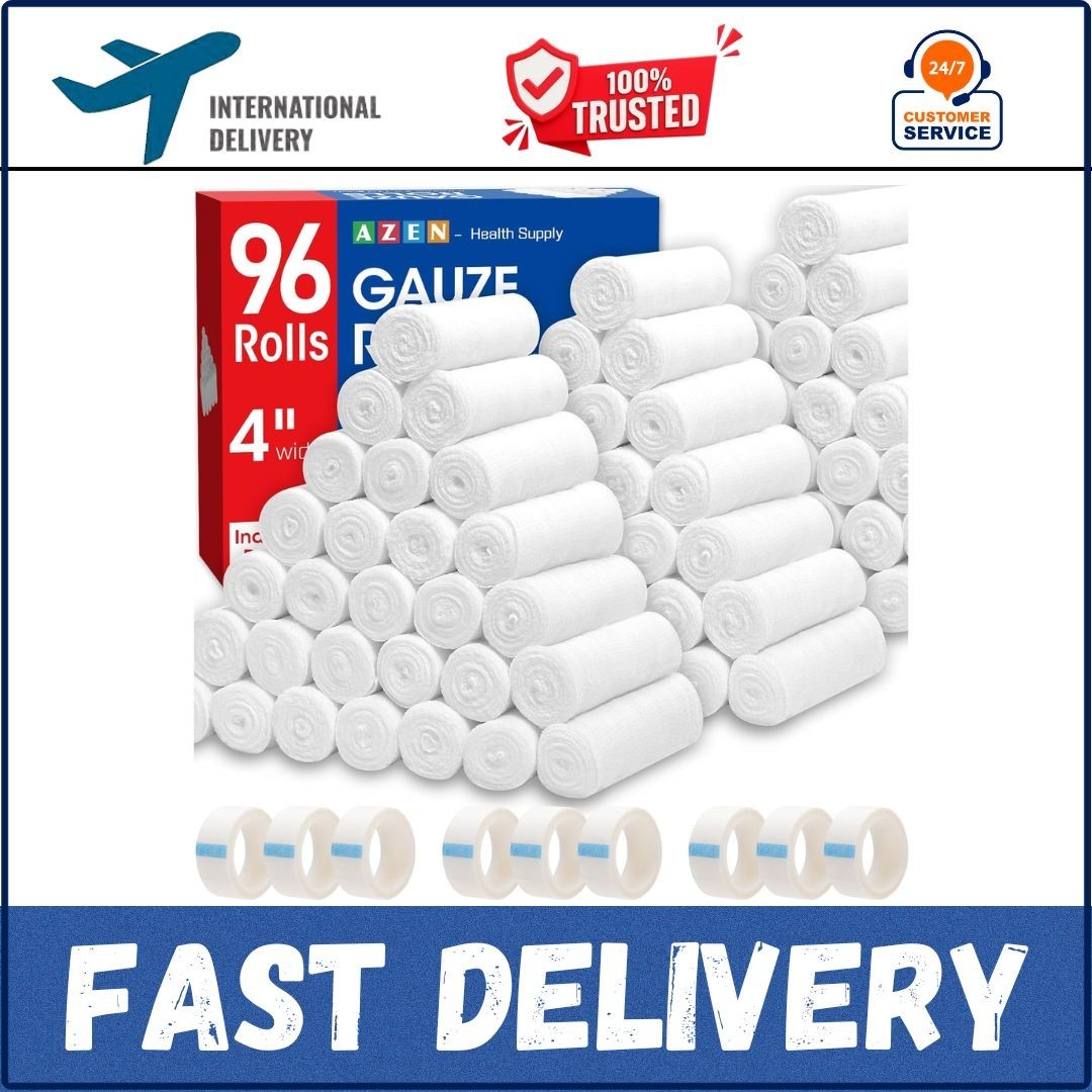 96 Pack Gauze Rolls Bandages, 4 in X 4.1 Yards, Premium Medical Supplies & First