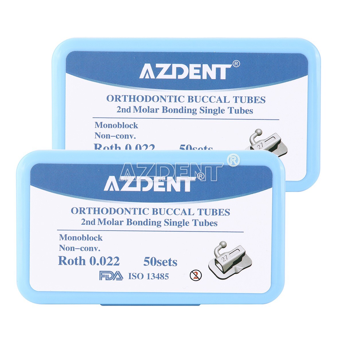 50 Sets AZ Dental Orthodontic Buccal Tube 2nd Molar Roth.022 Bondable Non-Conv