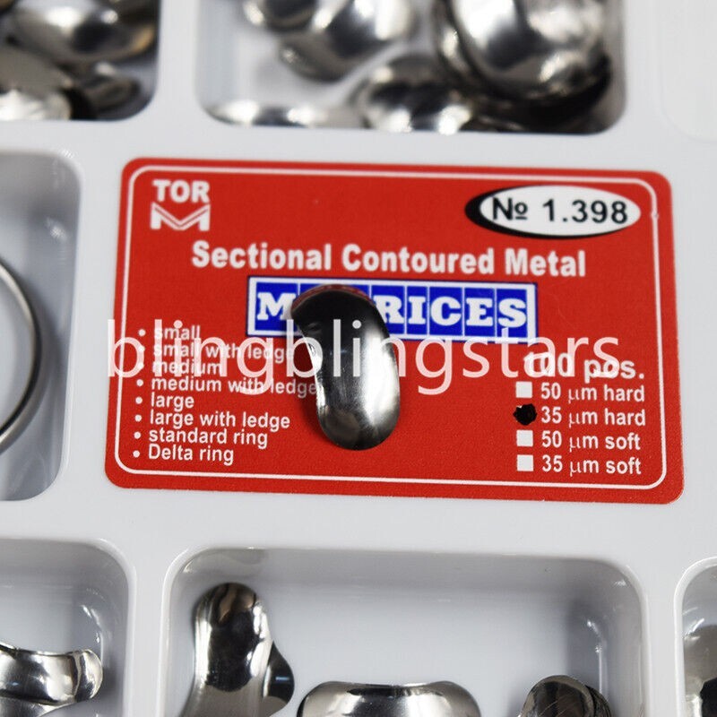 Dental Sectional Contoured Matrices Full Matrix Kit 100pcs 35 μm Hard + 2 Rings