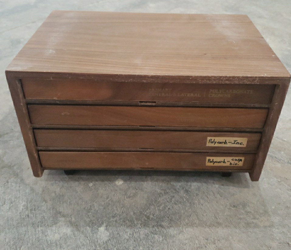 Dental Wood Cabinet With 100’s of Polycarb & Transparent Plastic Crown Forms