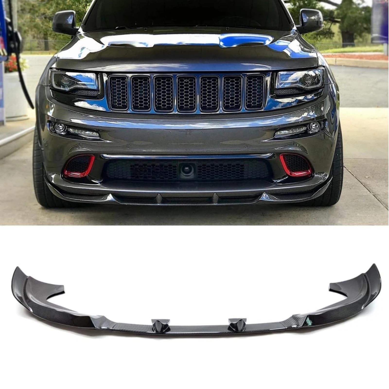 Front Bumper Lip Splitter 3pcs Jeep Grand Cherokee SRT 2013-2016 Carbon Fiber