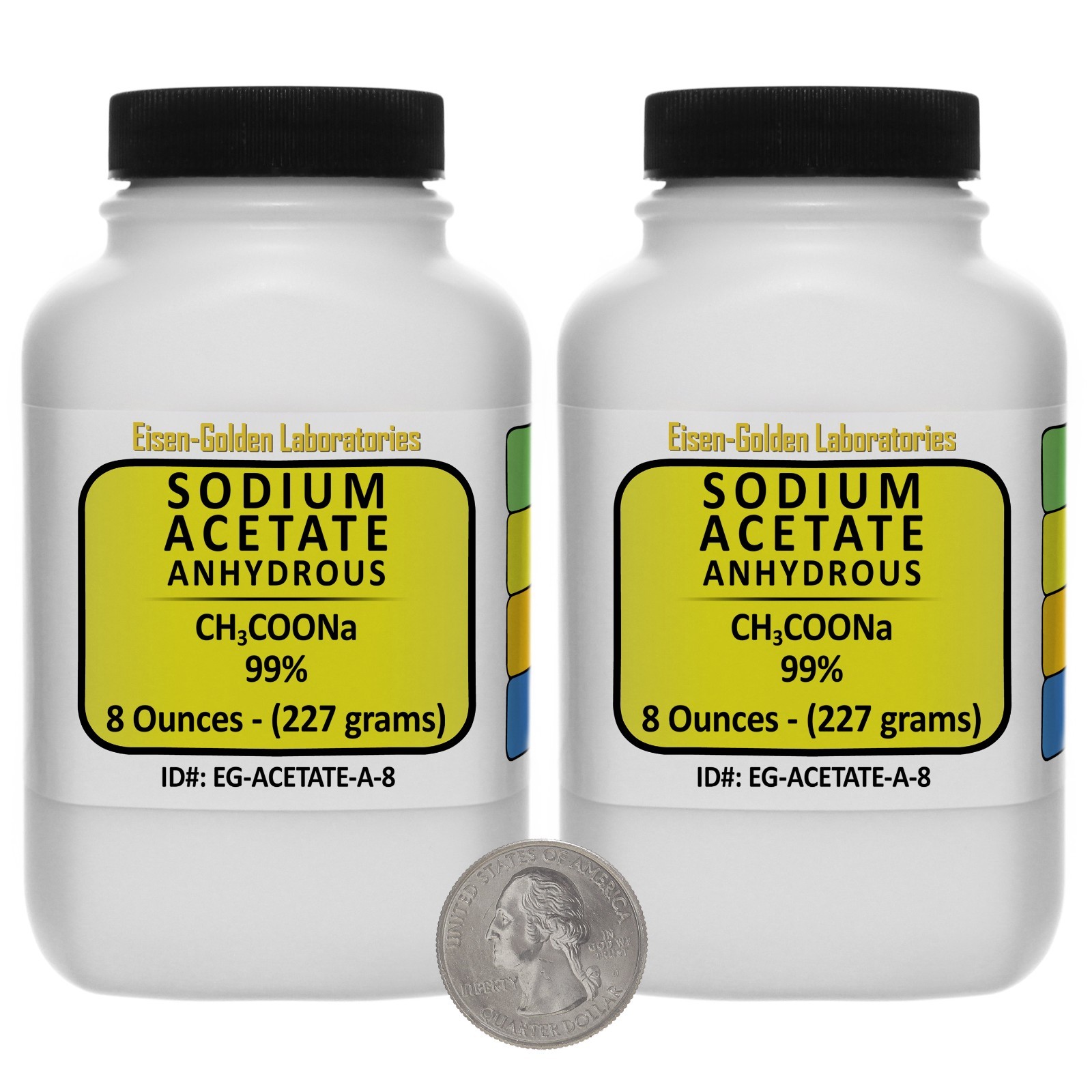 Sodium Acetate Anhydrous [CH3COONa] 99% ACS Grade Powder 1 Lb in Two Bottles USA