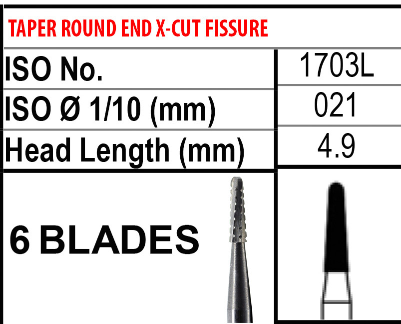 Beavers HP1703L Carbide Burs HP Shank 4 Straight Handpiece Made inCanada 100 Bur