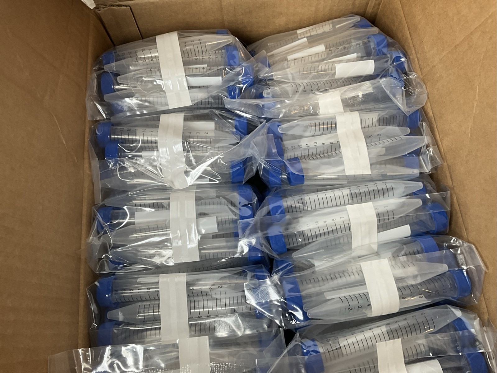 500x Globe Scientific 6285 Polypropylene Centrifuge Tube Sterile 15ml Blue Cap