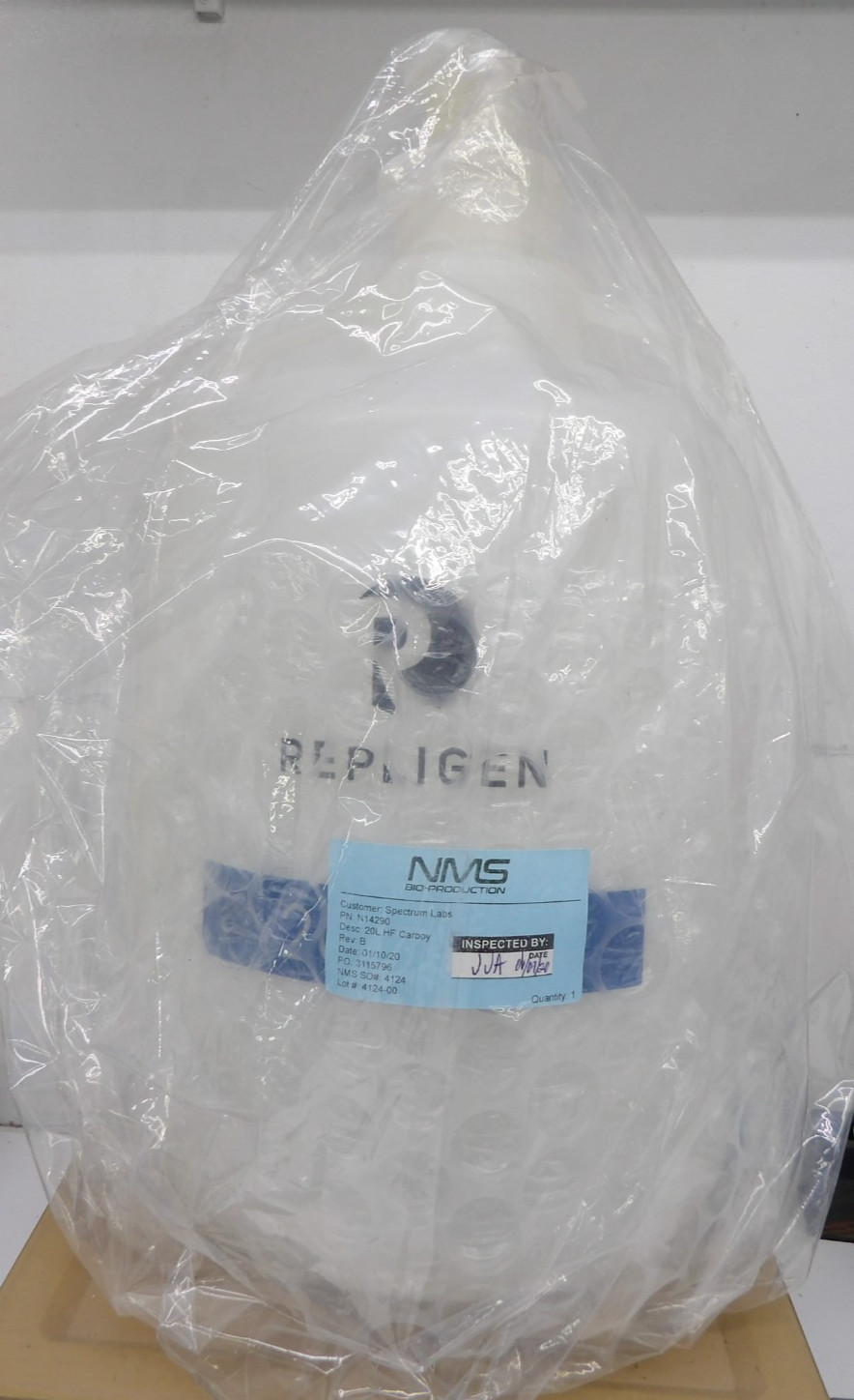 Repligen ACBT-20TC-H 20L HF Carboy 2 1.5” TC, 1-Mini TC, 1 3/8” HB