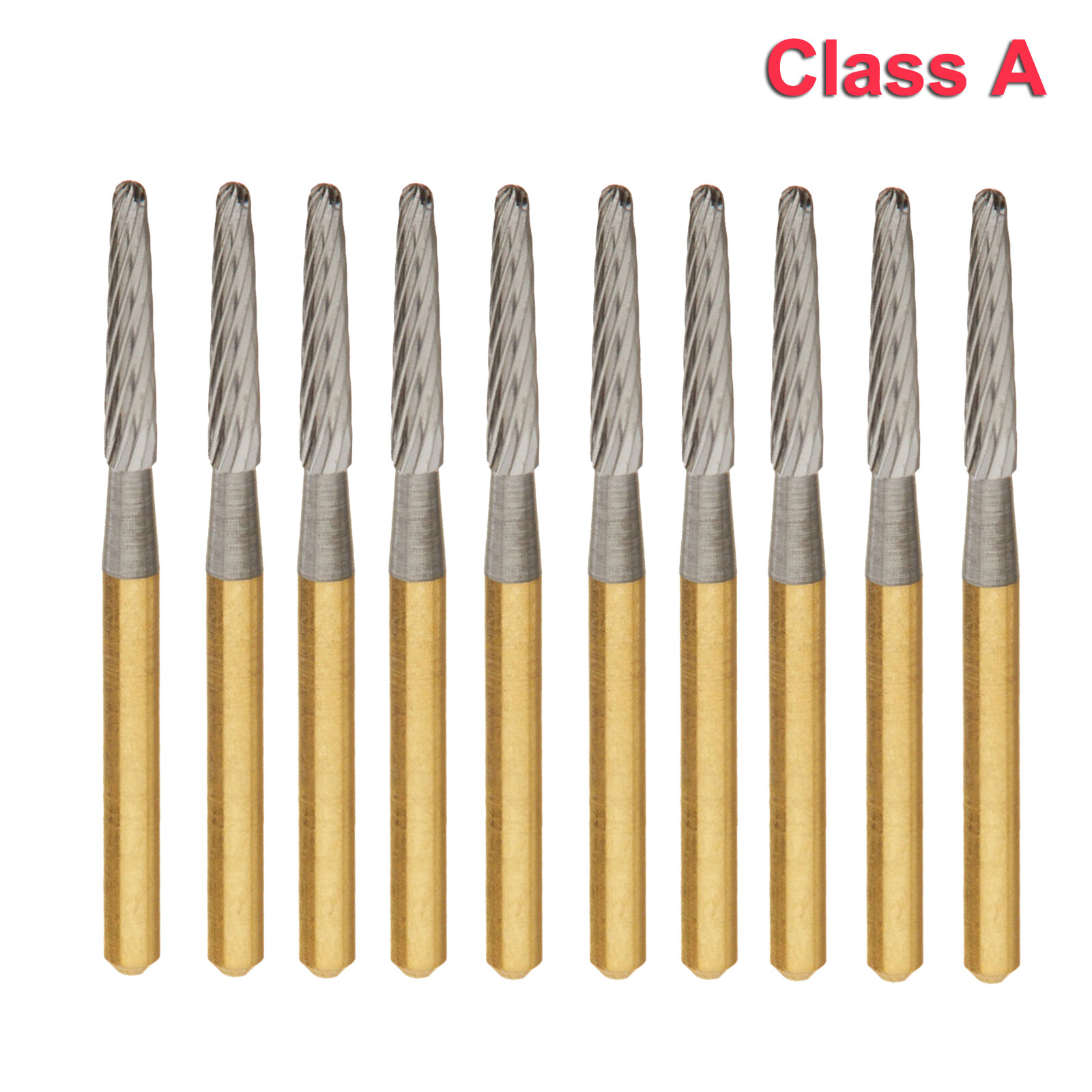 DMXDENT Dental Trimming/Finishing Carbide Burs Titanium Round End Taper FG7664 A
