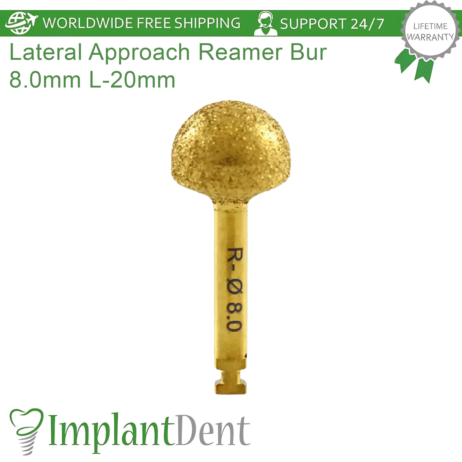 Dental Diamond Lateral Approach Reamer Bur 8.0mm L-20mm Dentistry Tool