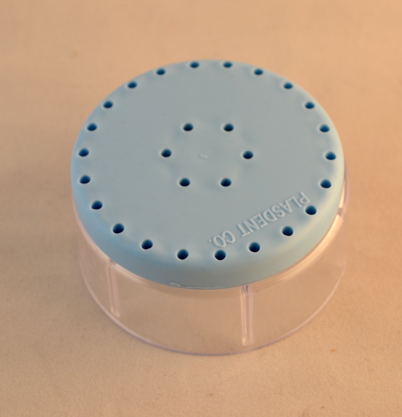 Magnetic Round Dental Lab Bur Block Holder Station Holds 28 Burs – Light Blue