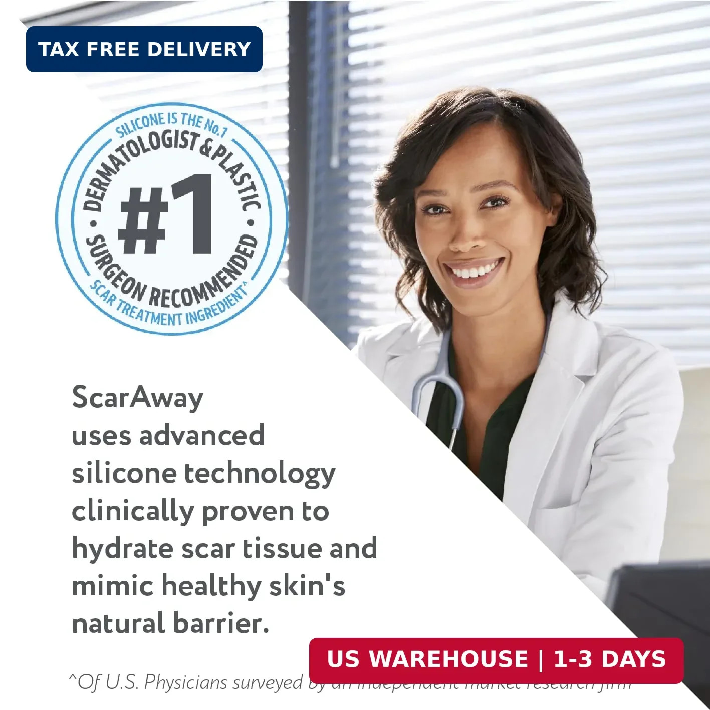ScarAway Advanced Silicone Scar Sheets, Medical Grade Silicone Strips (1.5″ x 3″