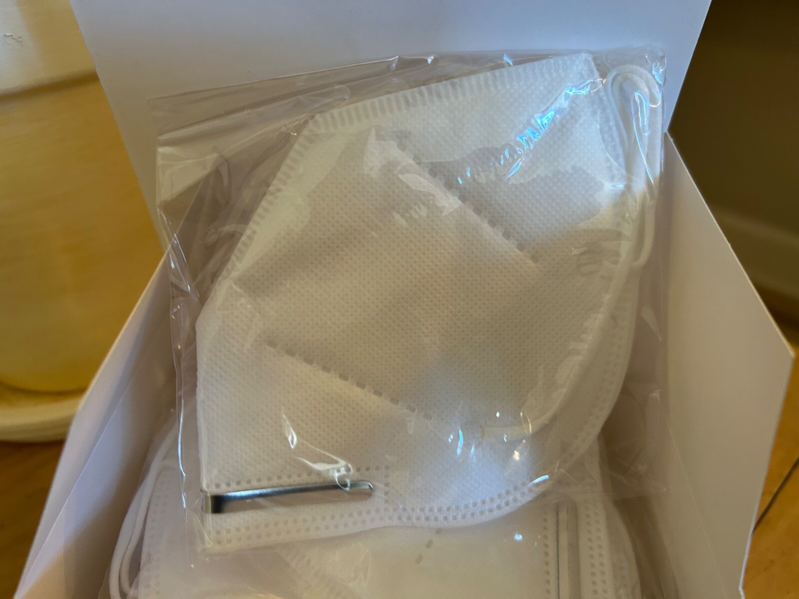 KN95 Mask BOX OF 20 WHITE – Adjustable Nose Clip – Individual protective wrap