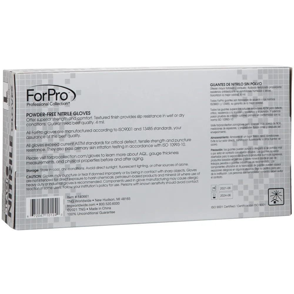 ForPro Disposable Nitrile Gloves, Chemical Resistant, 4 Mil, Large, 1000~Count