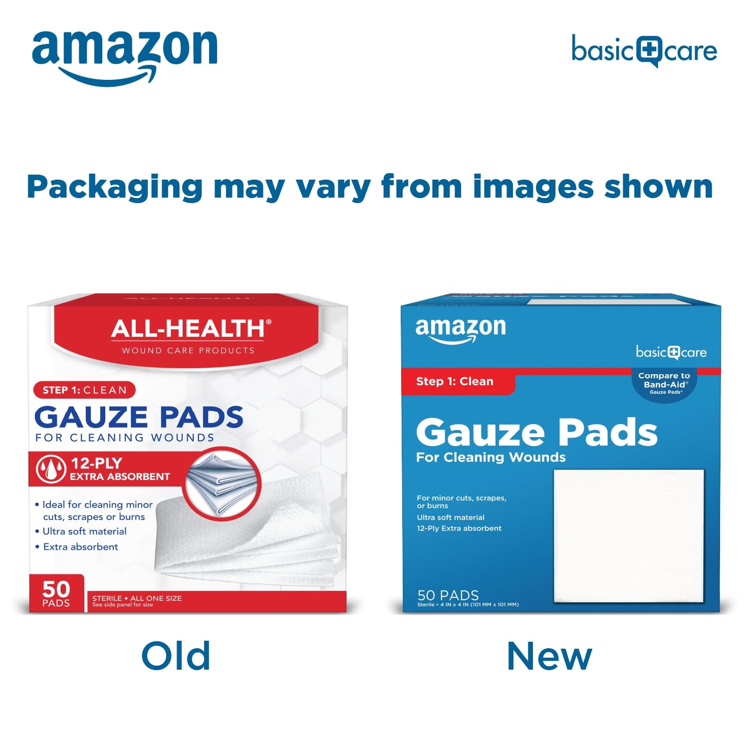 Amazon Basic Care Gauze Pads, 4×4″ Sterile 4×4 Inch (Pack of 1), White