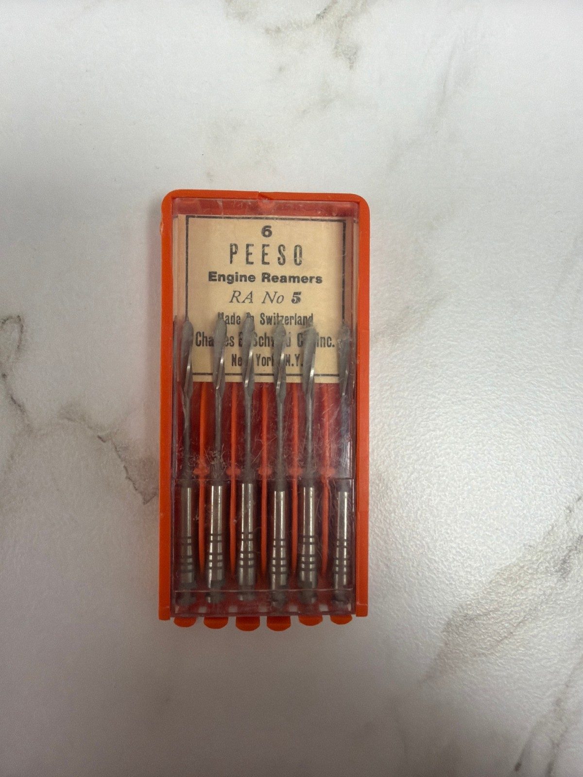 Charles B. Schwed Peeso Engine Reamer RA Size No. 5 Swiss Made – Full Set of 6