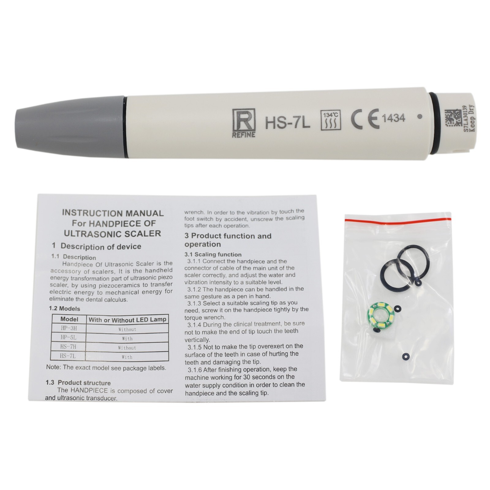 ACTEON Newtron P5 Piezo Handpiece Dental Ultrasonic Scaler DTE HD-7L Tip GD1 PD1