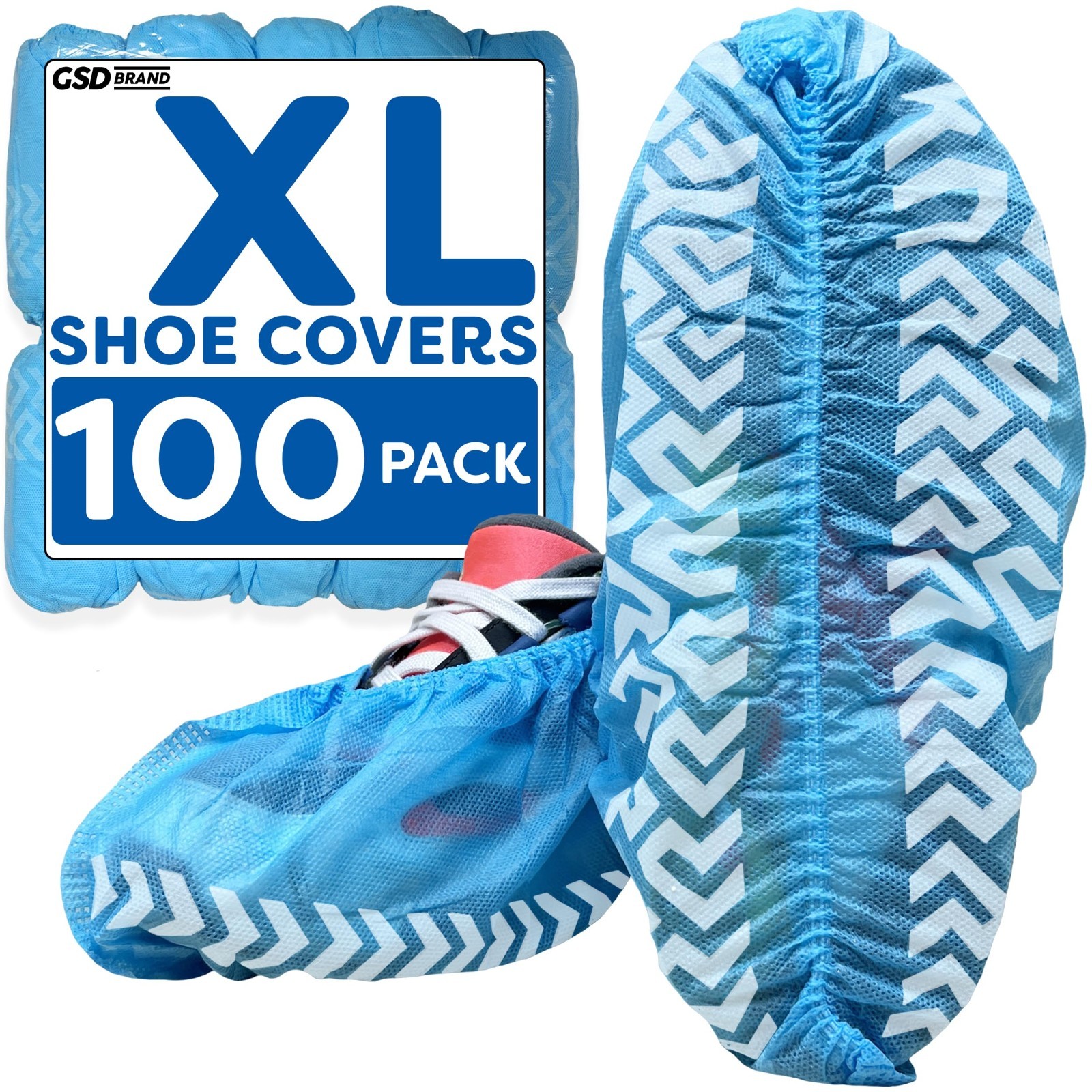 100 Pack Extra Large Blue Disposable Shoe Covers – Non-Slip Reusable Booties