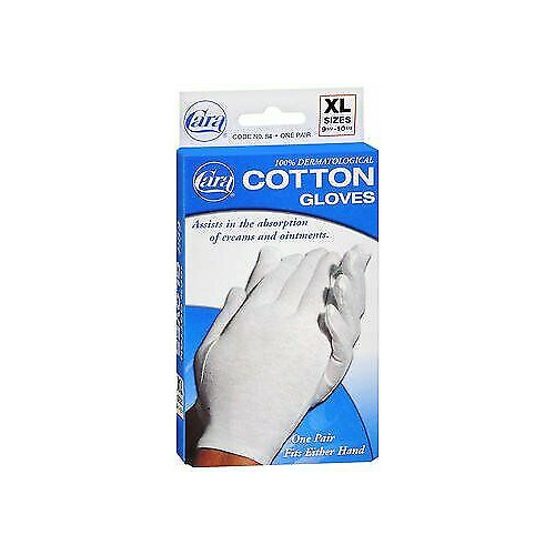 Cara 100% Dermatological Cotton Gloves Fits Either Hands XL Sizes 1 Pair 3 Pack