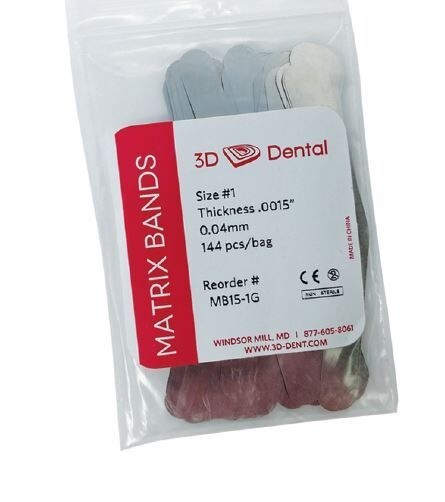 Dental Tofflemire Type Matrix Bands 144Pcs Thickness .002″ .0015″ #1 #2 #3 #13