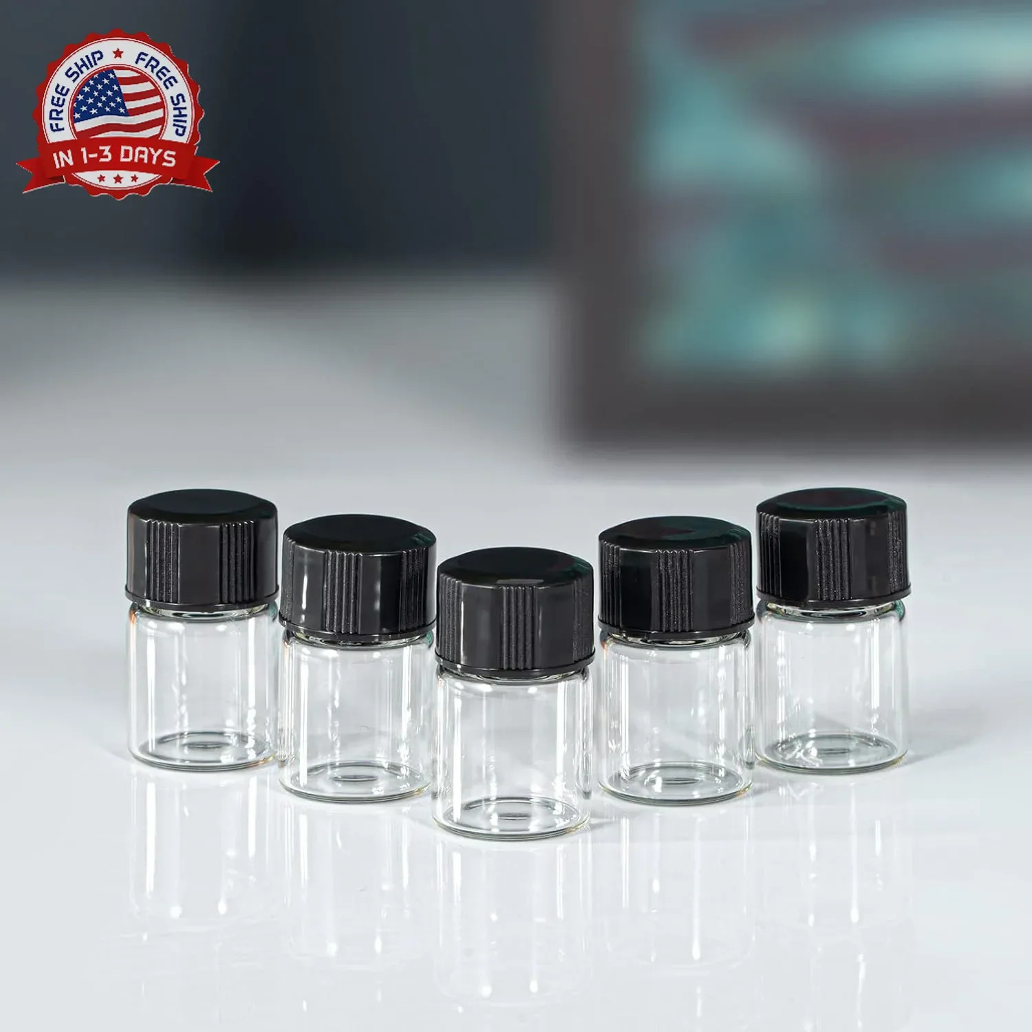 2ml Clear Small Glass Vials 100pcs with Screw Caps(100pcs)