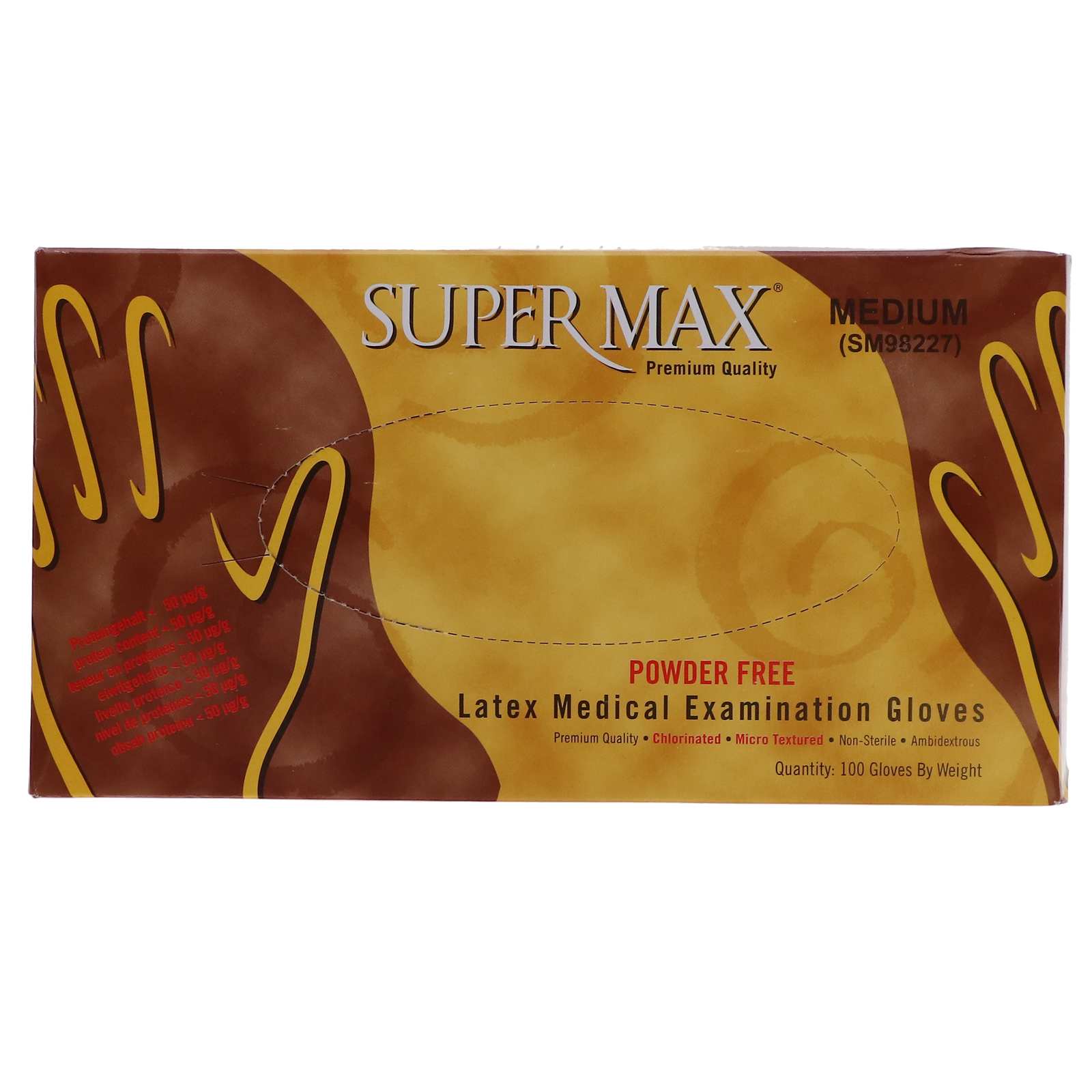 House Brand Dentistry SM98227 Non-Sterile Latex Examination Gloves Medium 100/Pk