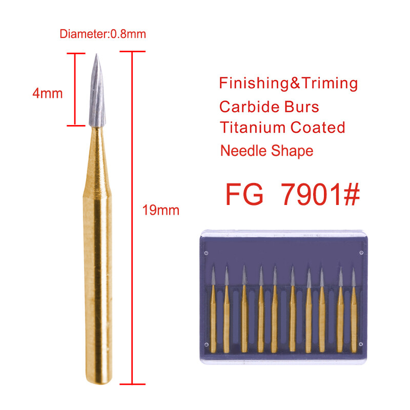 Dental Tungsten Steel Carbide Burs Titanium Coated FG 7901/ 7902/ 7406/ 7408