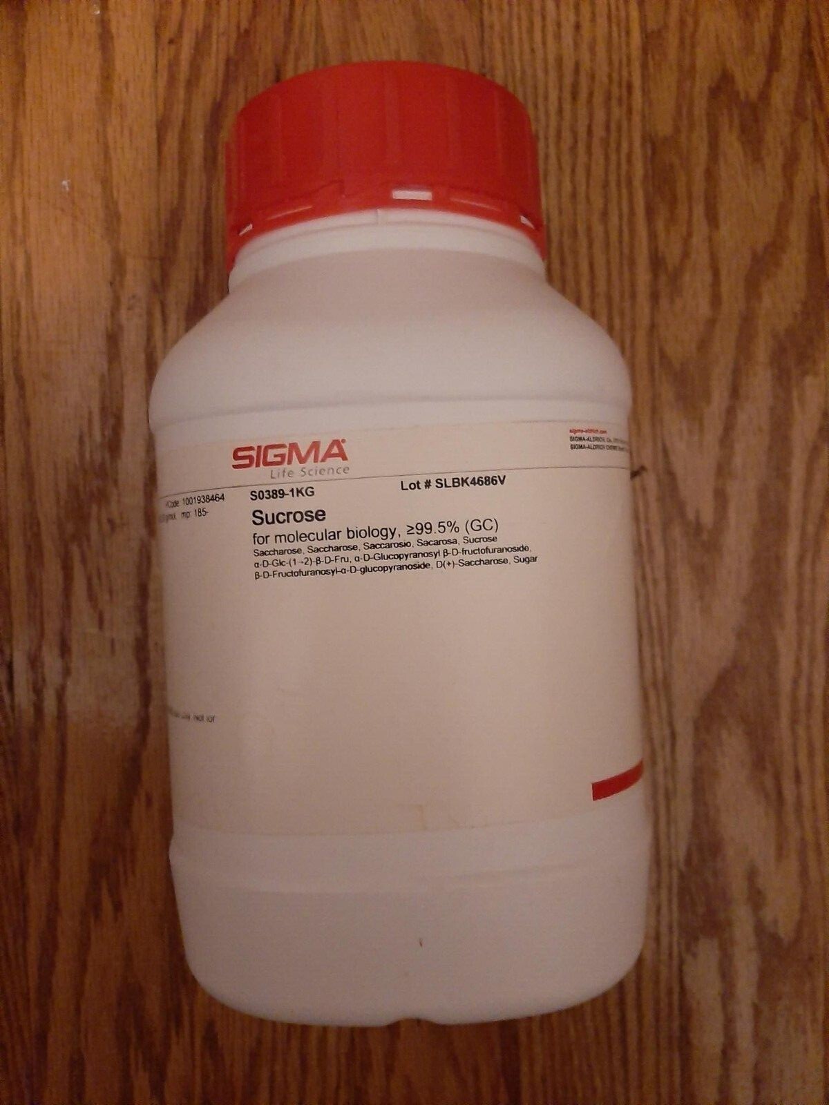 Sucrose powder, Sigma cat# S0389, 1kg, an unopened bottle
