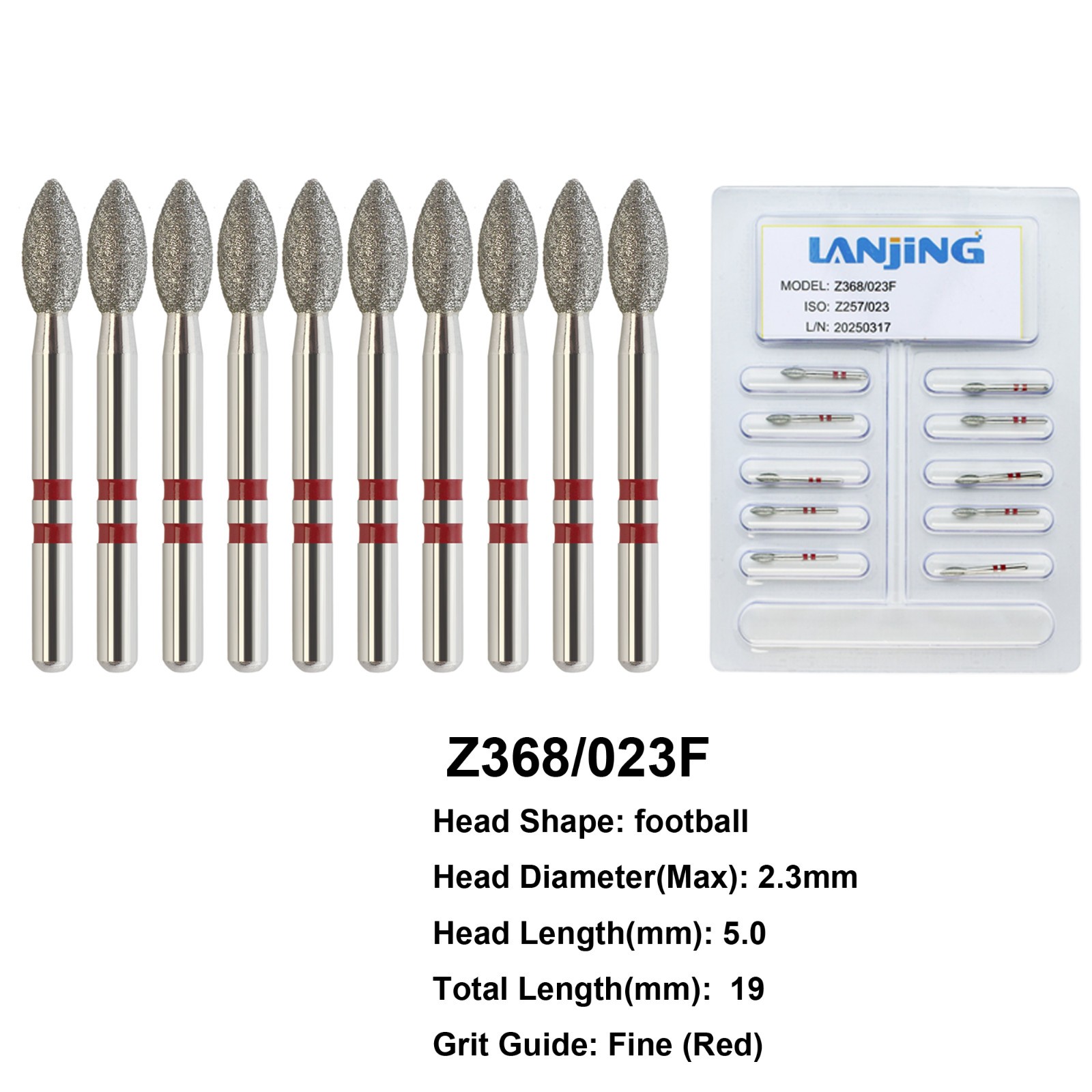 Dental Diamond Burs Zirconia Adjustment FG Football Egg 379 368 Fine High Speed