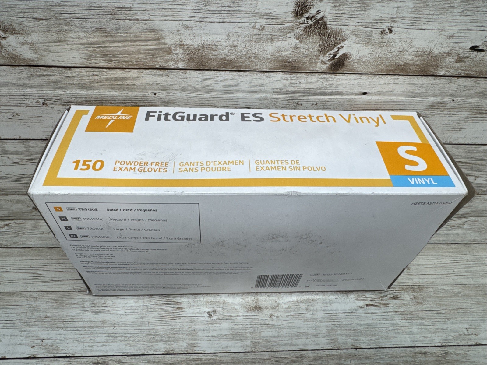 MEDLINE FITGUARD ES Stretch Vinyl Exam Gloves *1 Box 150ct* Size: Small Exp 4/26