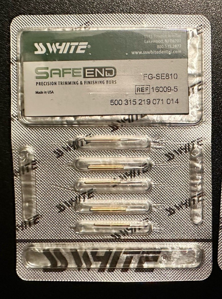 2 of 5pk SS White 16009-5 FG Friction Grip SE8-10 Safe End Taper Carbide 10 Burs