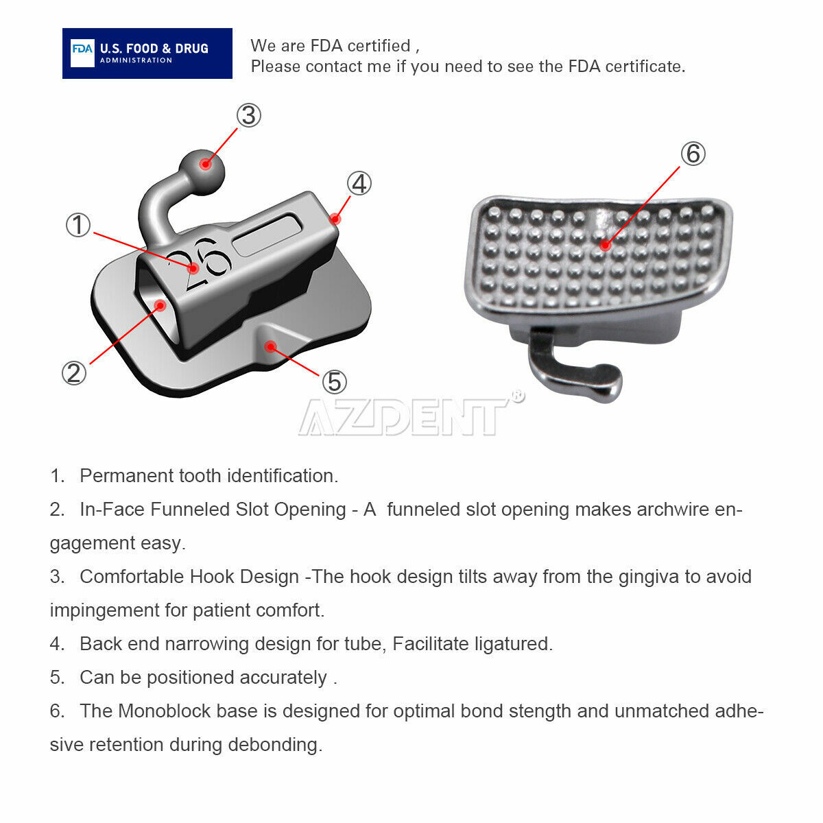 Brackets Autoligado para Ortodoncia Dental Roth.022 Ganchos 345 monobloque